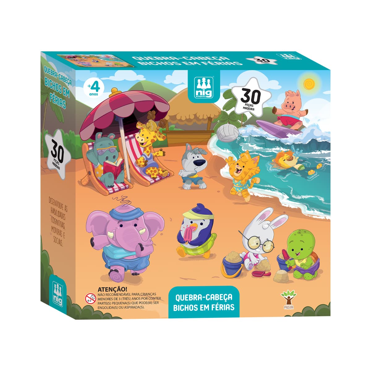 Quebra-cabeças Bichos em Férias (Nig Brinquedos)