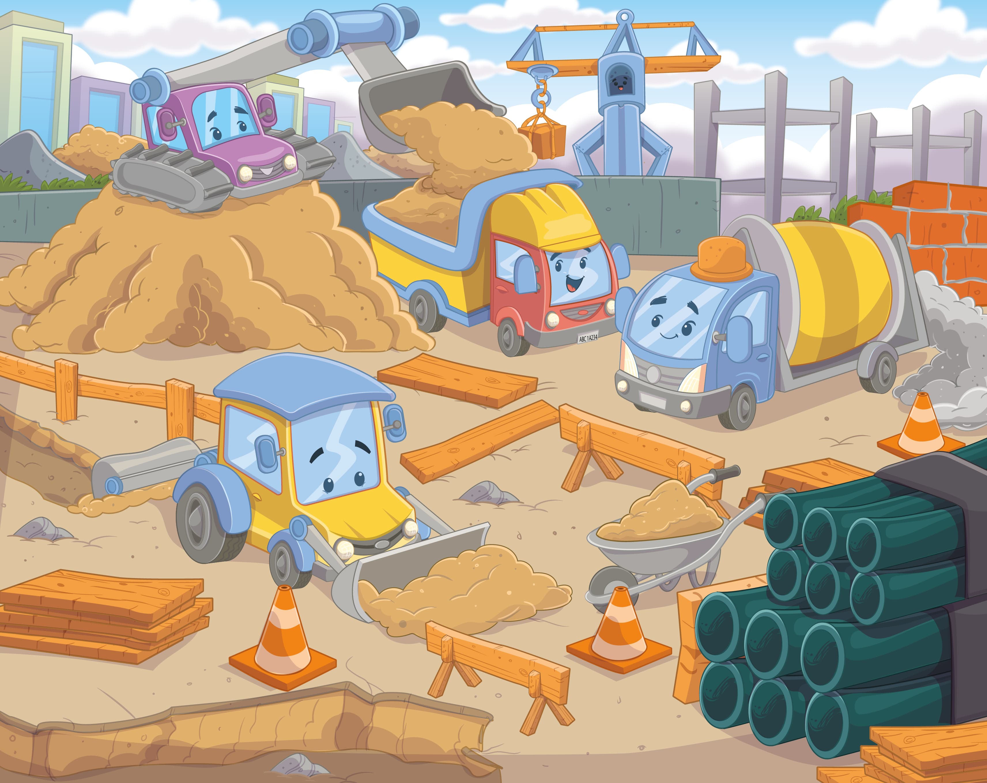 Quebra-cabeças Carrinhos Trabalhando